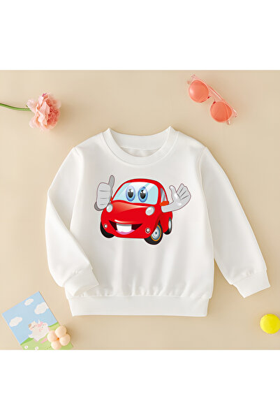 CDA Smešni crveni auto unisex devojčica dečak beba bela majica