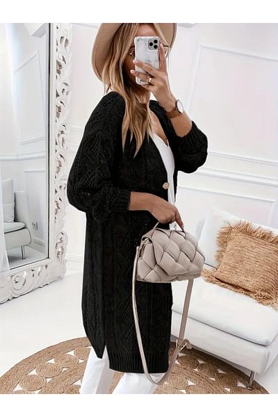 DENİZ FEMEIE CU MÂNECĂ LUNGĂ, CU BUTON ÎN FATA, tricotaj largi CARDIGAN