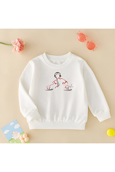 CDA DJ Adam Унисекс Момиче Момче Бебе Бял Суитшърт