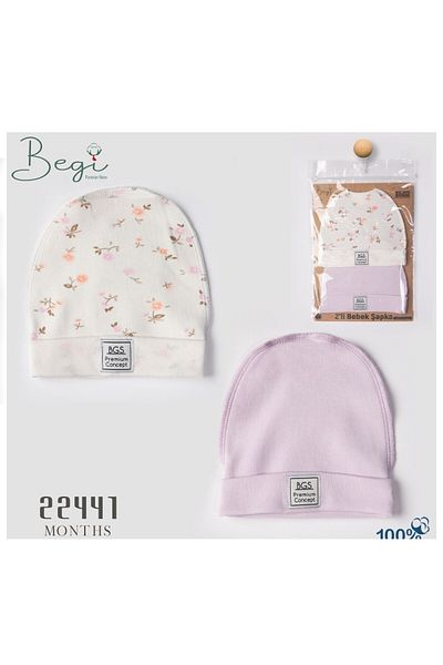 PARK BEBE 2-Piece Organic Cotton Hat Set for Baby Girl and Boy - Begi