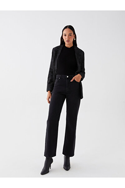 ByCukurovaFrango By-8425 Jo Flex 90's High Waist Black Denim Loose Jeans Stre...