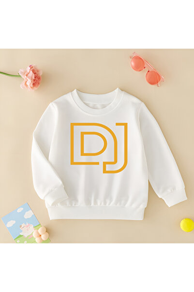 CDA Унисекс суитшърт за бебе момиче и момче DJ, жълт