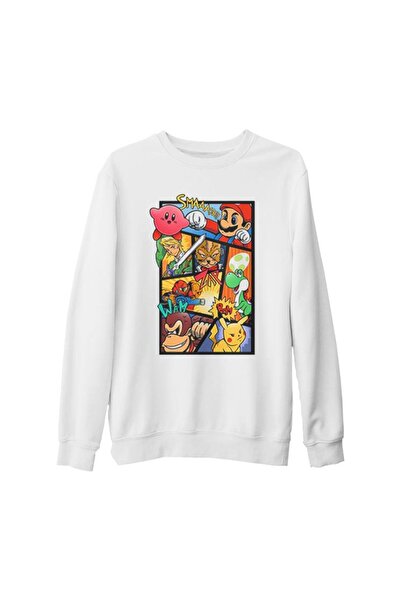 Lord T-Shirt Super Mario - Smaash Beyaz Kalın Sweatshirt