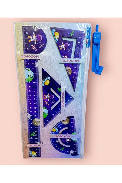 izmir yazici servis Space Themed Wooden Ruler Set with Compass Gift 30 Cm. Ruler Protractor Miter Goniometer Set Angle Gauge