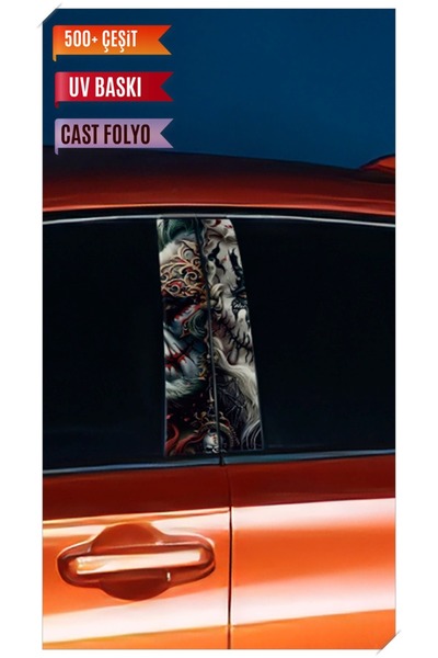 HMNL Araç Kapı Direk Kaplama Folyosu Desenli (Sağ Sol Takım) (2 Adet) - 22x50 Cm