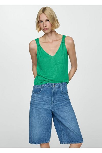 MANGO Woman Leinenbluse mit geknoteten Trägern