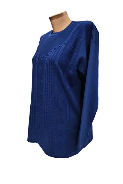 Sel Giyim New Season Battal Stone Detailed Knitwear Mom Sweater \ Mom Bluz