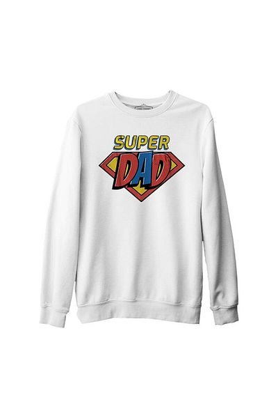 Lord T-Shirt Super Dad Logo White Men's Thick Sweatshirt