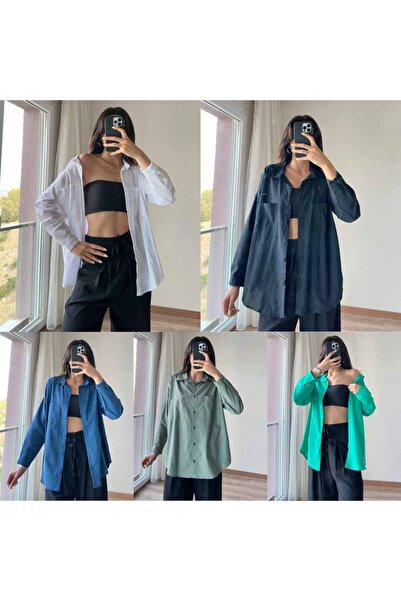 modagarden Off Shoulder Oversize Linen Shirt