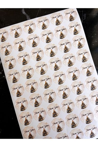 Hayal.kirtasiyesi 54 Pieces Happy New Year Sticker - 3.5 cm Round Sticker