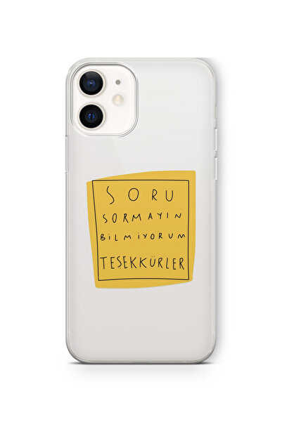 Space Star iPhone 12 Mini Uyumlu Soru Sormayın Tasarım Baskılı Şeffaf Kılıf