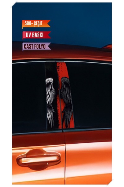 HMNL Araç Kapı Direk Kaplama Folyosu Kanat Desenli (Sağ Sol Takım) (2 Adet) -...