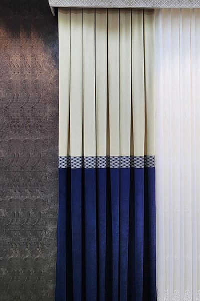 lissehome Pera Panel Background Curtain Cream Navy Blue Color