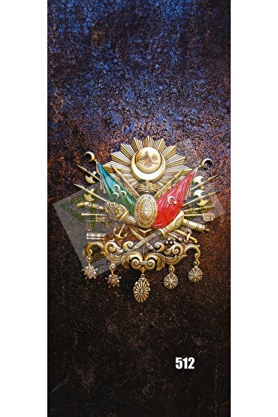 HMNL Araç Kapı Direk Kaplama Folyosu OSMANLI TUĞRASI Desenli (Sağ Sol Takım) (2 Adet) - 22x50 Cm