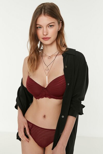 C&City Biustonosz usztywniany C15105 Bordowo-czerwony