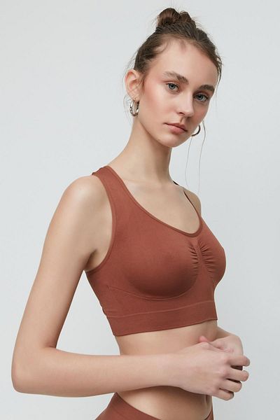 C&City Kahverenk C14001 Nahtloses Sportler-Bustier