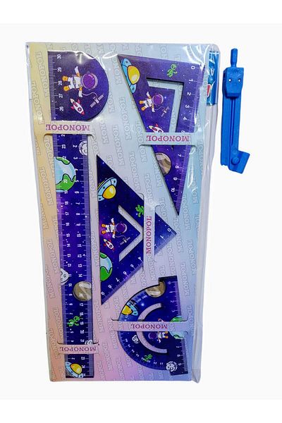 izmir yazici servis Space Themed Wooden Ruler Set with Compass Gift 30 Cm. Ruler Protractor Miter Goniometer Set Angle Gauge