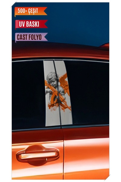 HMNL Araç Kapı Direk Kaplama Folyosu Desenli (Sağ Sol Takım) (2 Adet) - 22x50 Cm