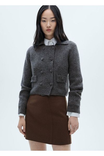 MANGO Woman Zweireihige Strickjacke