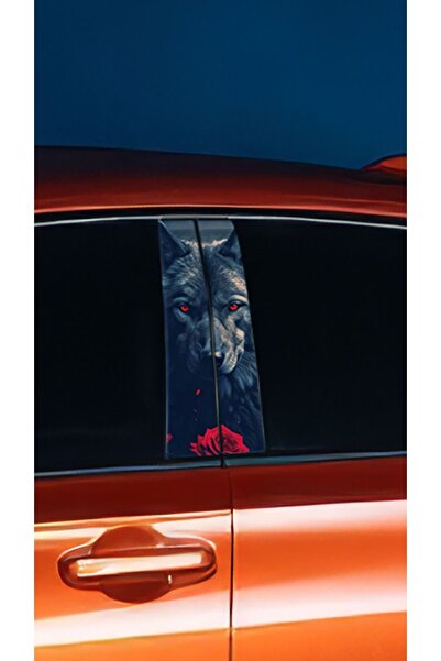 HMNL Araç Kapı Direk Kaplama Folyosu Kurt Desenli (SAĞ SOL TAKIM) (2 ADET) - 22x50 Cm