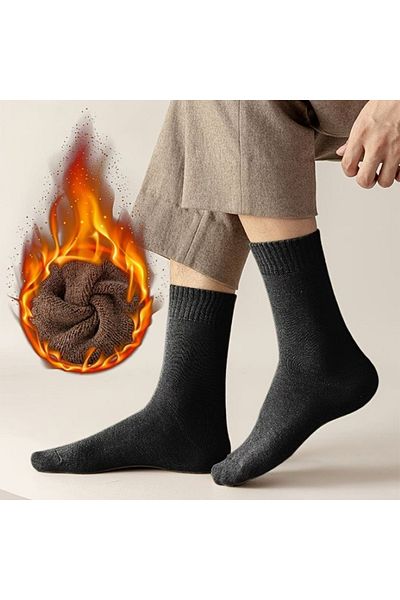 WORTHY SOCKS Κάλτσες Terry 4 τεμαχίων Χειμερινές ανθρακί χρώματος