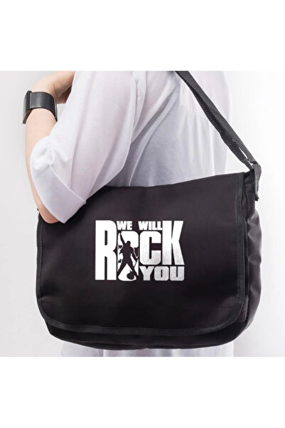 DÜKKAN DESİGN Σειρά Rock - Τυπωμένη Unisex τσάντα ταχυδρόμου με το 'We Will R...