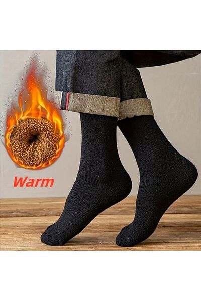 WORTHY SOCKS Комплект от 4 зимни черни чорапи за хавлии