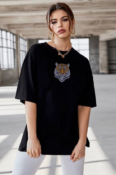 Relax family xf Μπλουζάκι Unisex Oversize με στάμπα Tiger μπροστά