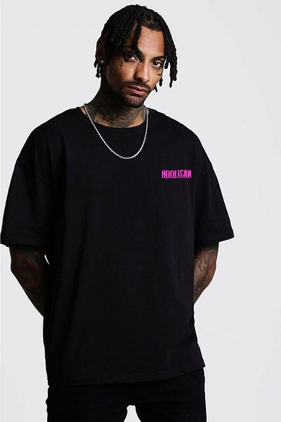 Relax family xf Ανδρικό μπλουζάκι Oversize Loose Cut Λευκό Μαύρο με στάμπα στην πλάτη