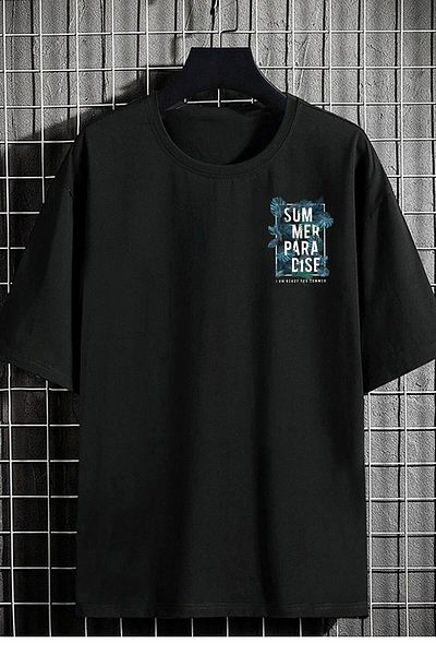Relax family xf Ανδρικό Oversize Μαύρο T-shirt - Summer Paradise Printed