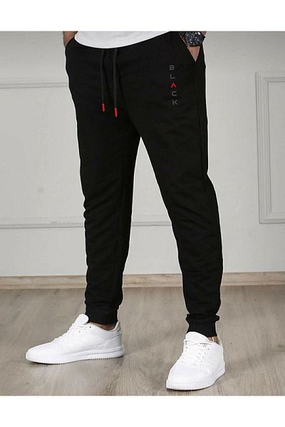 Relax family xf Μαύρο Slim Fit Jogger Sweatpants - Skinny Leg, Βαμβακερό, εμπριμέ