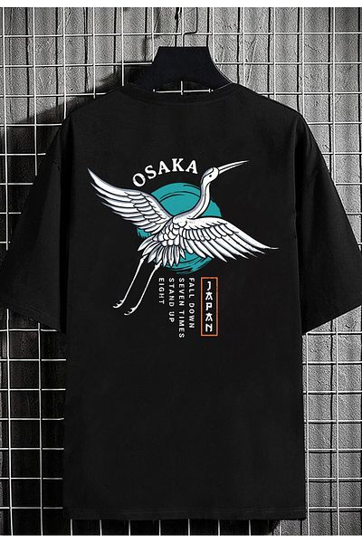 Relax family xf Μπλουζάκι Osaka Bird Back Printed Unisex Μαύρο Oversize