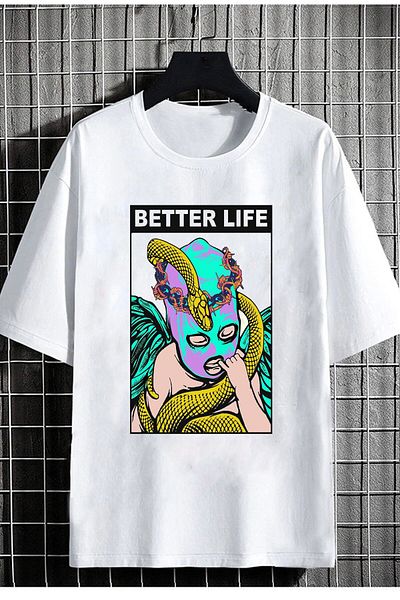 Relax family xf Унисекс тениска Butter Life Oversize - Бяла с щампа отпред