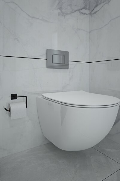 Egem Home حامل ورق المرحاض المفتوح المربع الأسود اللاصق حامل ورق المرحاض