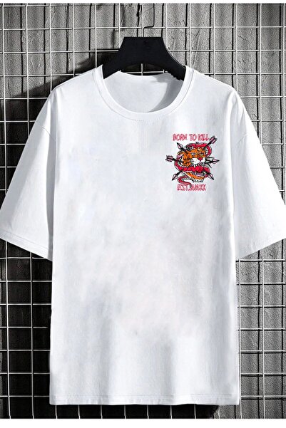 Relax family xf Λευκό ανδρικό μπλουζάκι Oversize - Born Back Print