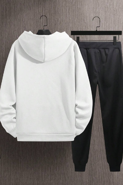 Relax family xf Ανδρική χειμερινή λευκή μαύρη μπλούζα αθλητική φόρμα συνδυασμένη στο κάτω μέρος