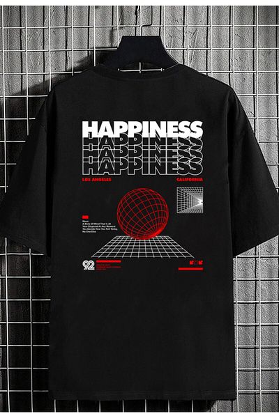 Relax family xf Мъжка тениска Hapines Oversize - с щампа на гърба