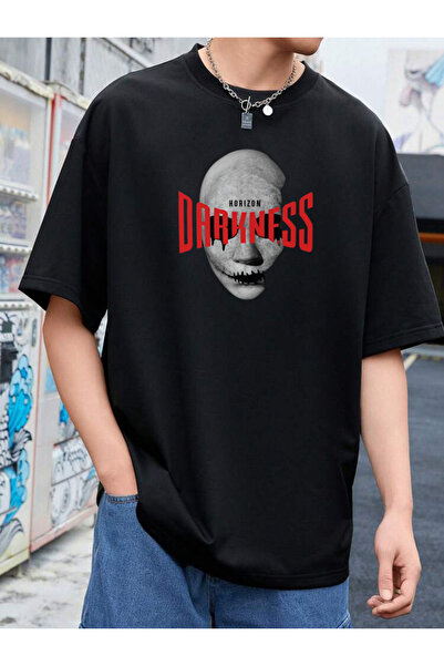 Relax family xf Unisex Darknes Štampano Oversize kroj Crna T-shirt