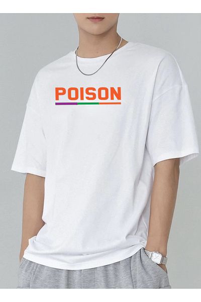 Relax family xf Poison Printed White Oversize βαμβακερό μπλουζάκι