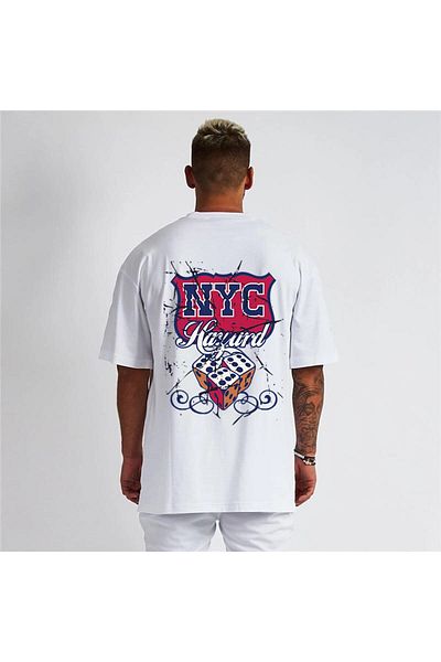 Relax family xf Ανδρικό λευκό μπλουζάκι Oversize Nyc Printed