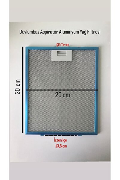 beratsogutma 20X30 CM DAVLUMBAZ ASPİRATÖR ARKA TIRNAK 13,5 CM ALÜMİNYUM YAĞ F...