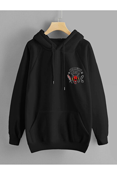 Relax family xf Hellfire Culup Принтована чорна оверсайз-футболка з капюшоном