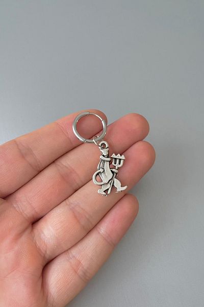 Jaida Moda Unisex Silver New Year Grim Reaper Halloween Dangle Steel Hoop Earrings