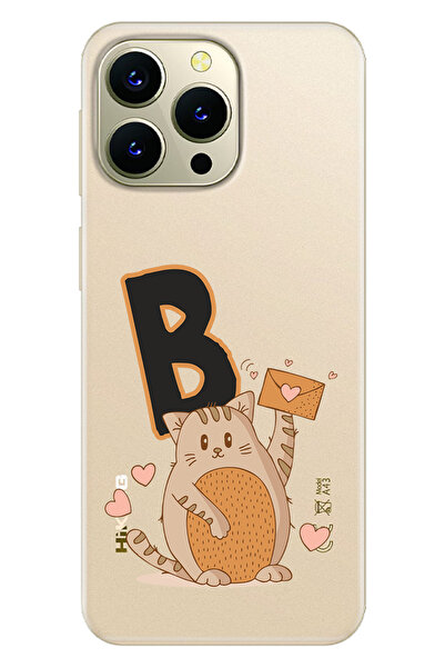 HİKİNG A43 / A48 Uyumlu Kılıf Baskılı Desenli Silikon Kedili B Harfi