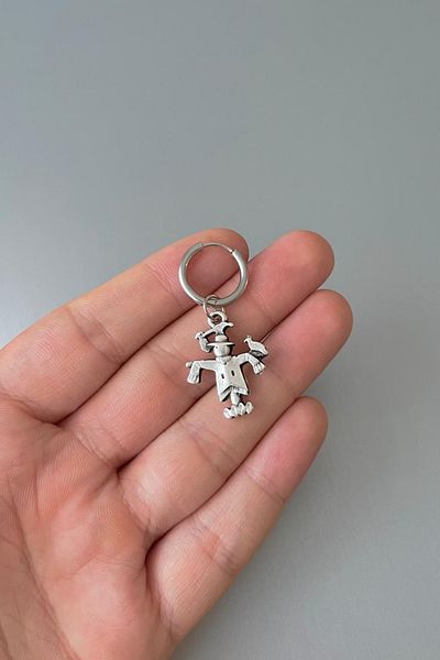 Jaida Moda Unisex Silver Christmas Halloween Scarecrow Dangle Steel Hoop Earrings