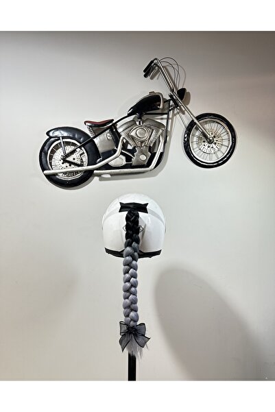 Butik Motor & Motosiklet Siyah Gri Ombreli Örgü Saç Kask Dış Aksesuar