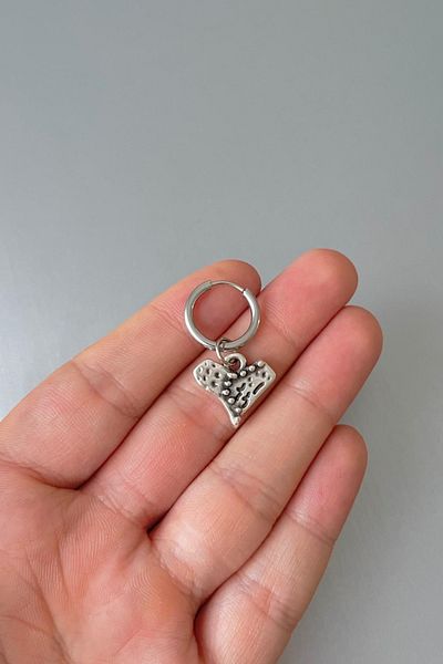 Jaida Moda Unisex Silver New Year Christmas Heart Figure Dangle Steel Earrings