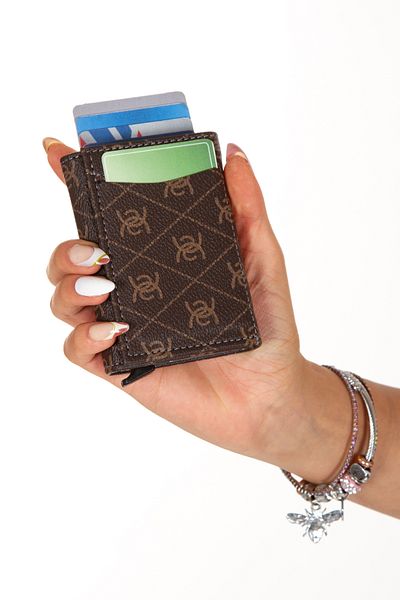 Newish Unisex Patterned Anti-Theft Rfid Protected Vegan Leather Wallet and Card Holder