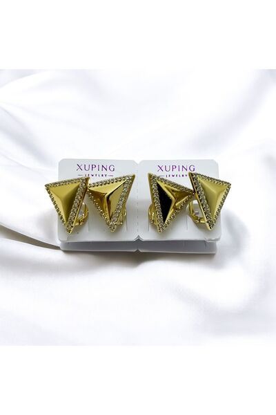 MELLS TAKI نموذج VIP - تصميم أنيق، حلق ذهبي بتفاصيل مثلثة 316L، ستانلس ستيل