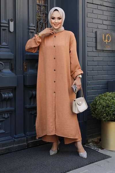 Neva Style طقم بسكويت حجاب مزدوج بأزرار - 19017BS